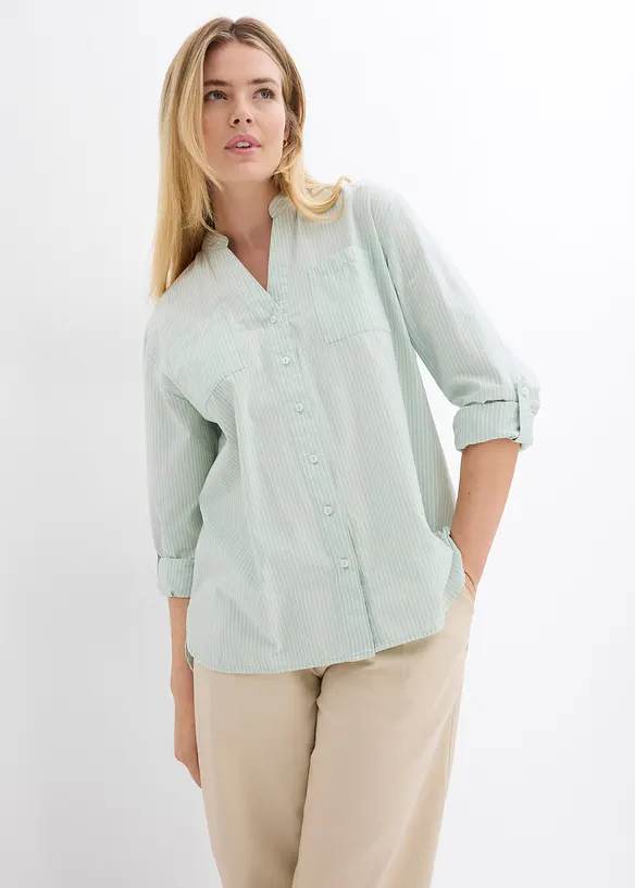 Lange blouse met oprolbare mouwen, bonprix