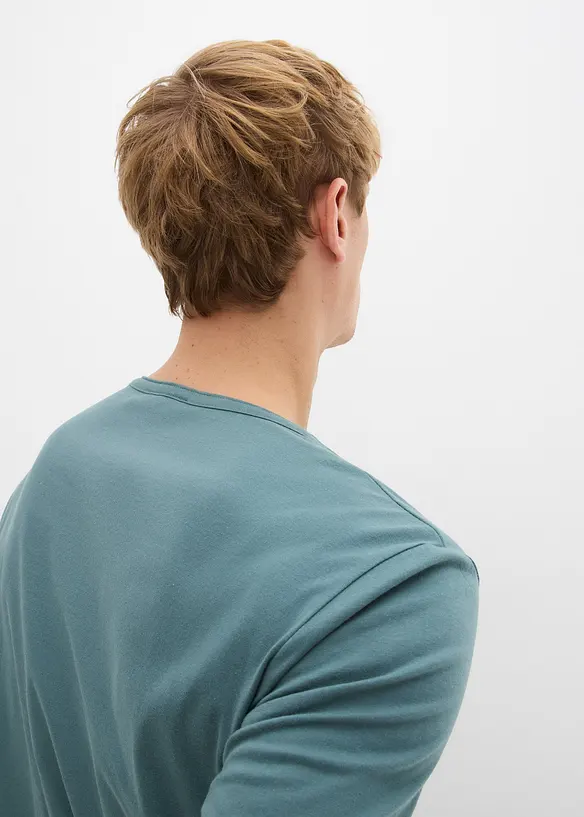 Henley shirt met lange mouwen van puur biologisch katoen, slim fit, bonprix