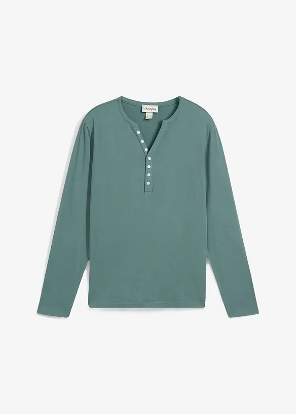 Henley shirt met lange mouwen van puur biologisch katoen, slim fit, bonprix