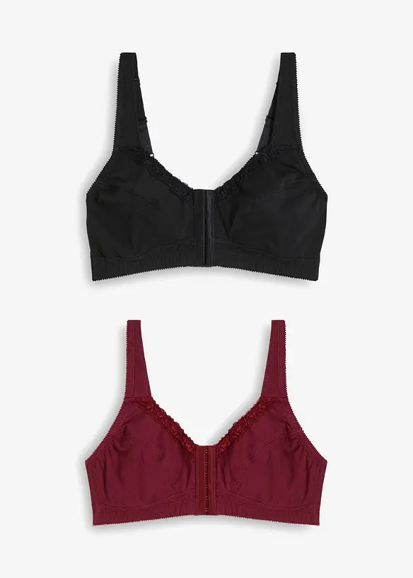 Bh met voorsluiting, zonder beugels (set van 2), bonprix