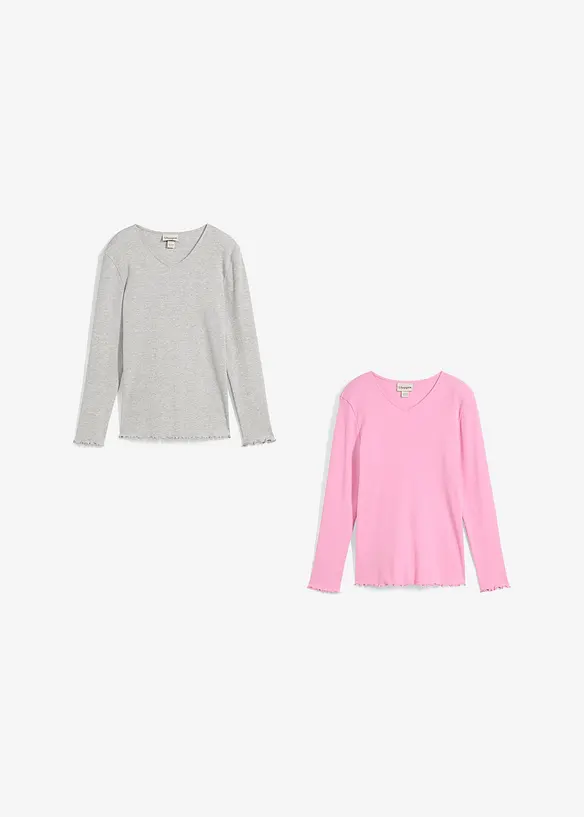 Geribd shirt met biologisch katoen (set van 2), bonprix