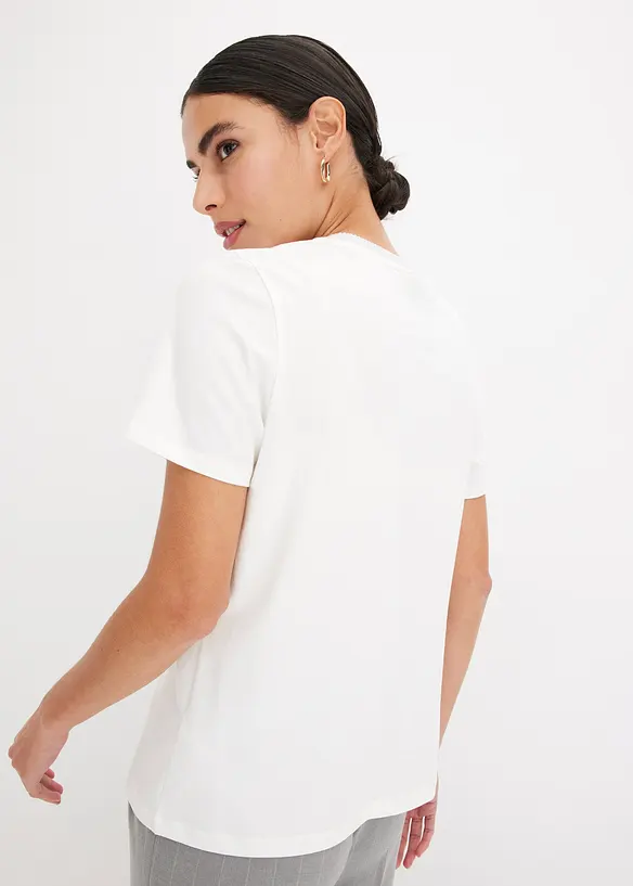 Shirt met gebreide boordjes en glittergaren, bonprix