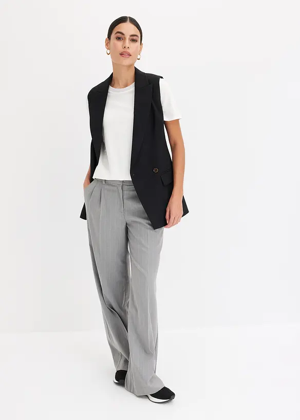 Shirt met gebreide boordjes en glittergaren, bonprix