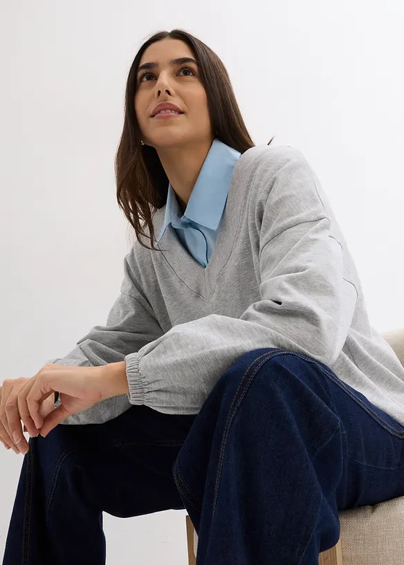 Oversized sweater van een zachte katoen-mix, bonprix