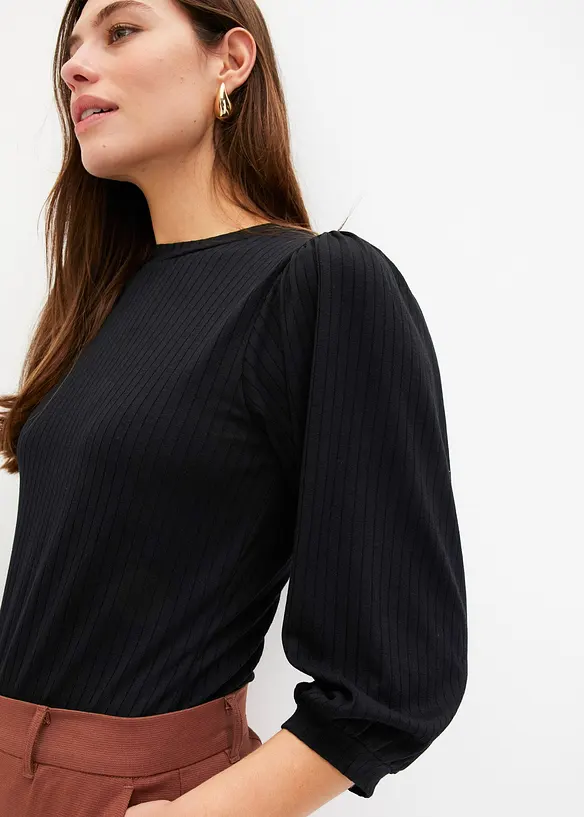 Geribd shirt met ballonmouwen, bonprix