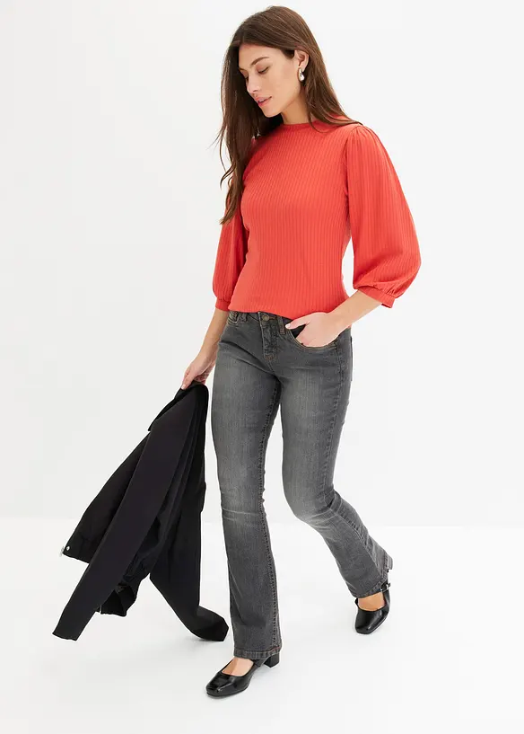 Geribd shirt met ballonmouwen, bonprix