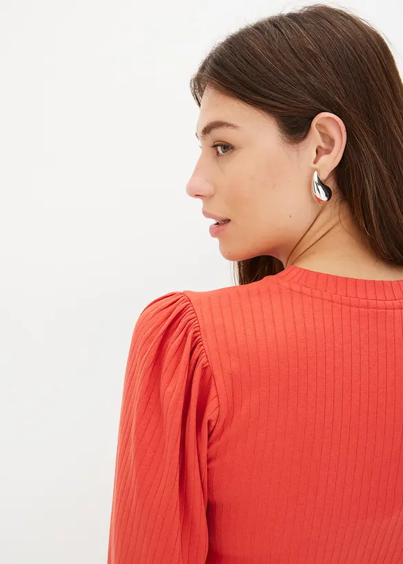 Geribd shirt met ballonmouwen, bonprix