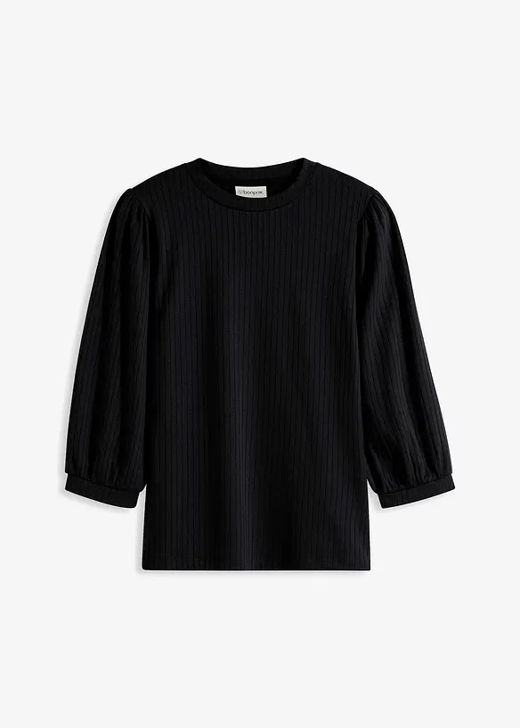 Geribd shirt met ballonmouwen, bonprix