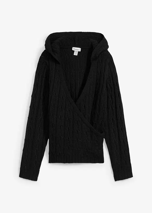Trui met capuchon en asymmetrische zoom, bonprix