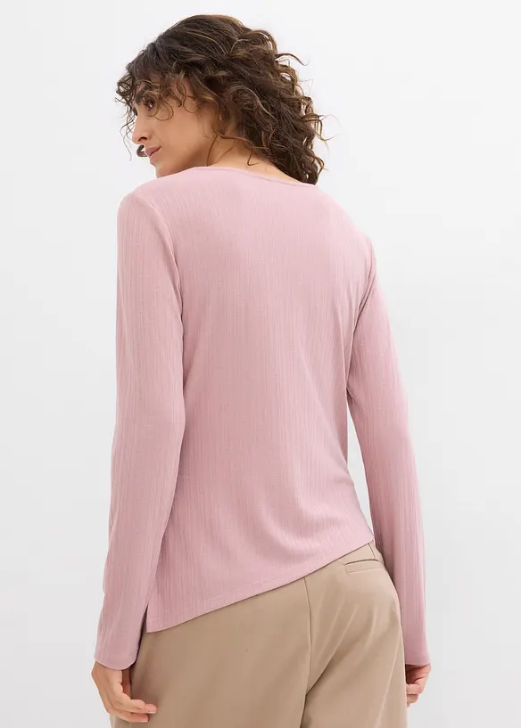 Geribde longsleeve met split, bonprix
