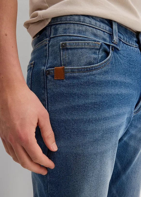 Loose fit stretch jeans van stevig denim, tapered, bonprix