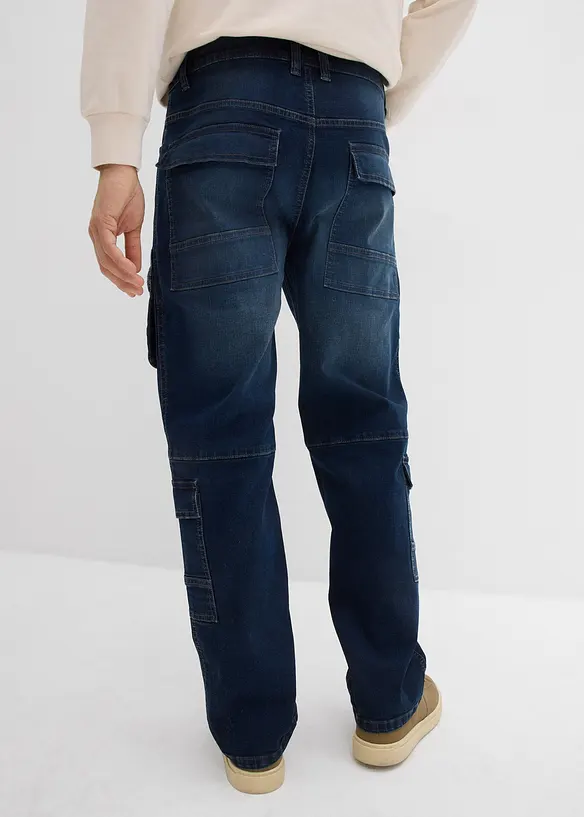 Loose fit cargo stretch jeans, straight, bonprix