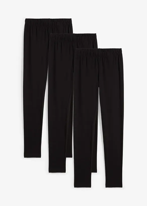 Legging in een elastische katoenmix (set van 3), bonprix