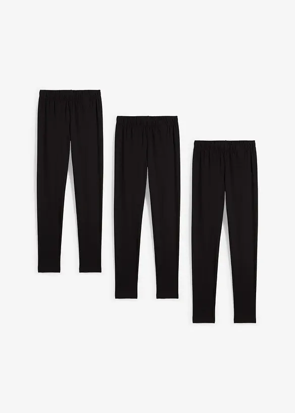 Legging in een elastische katoenmix (set van 3), bonprix