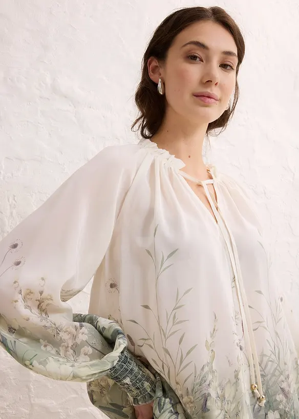 Blouse met zijde, bonprix