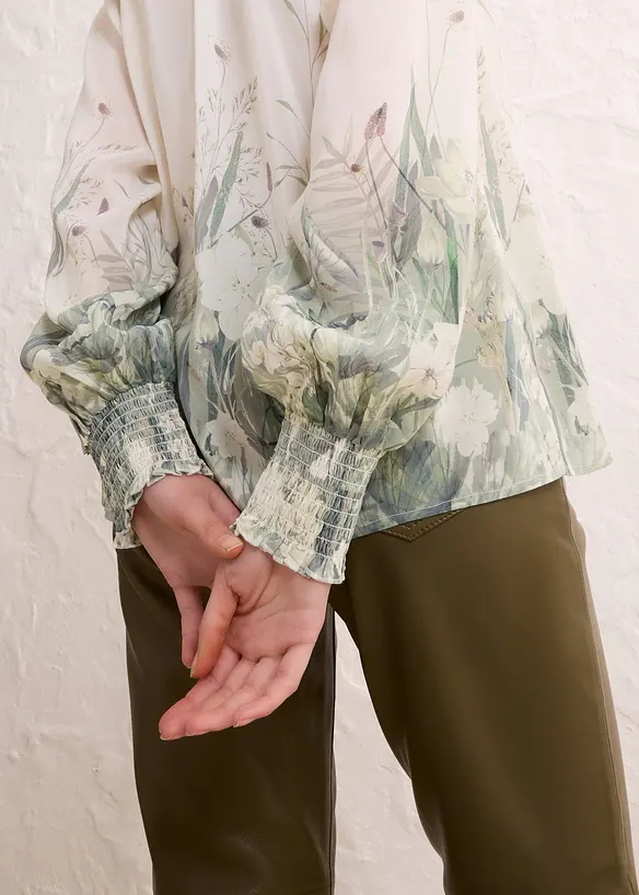 Blouse met zijde, bonprix