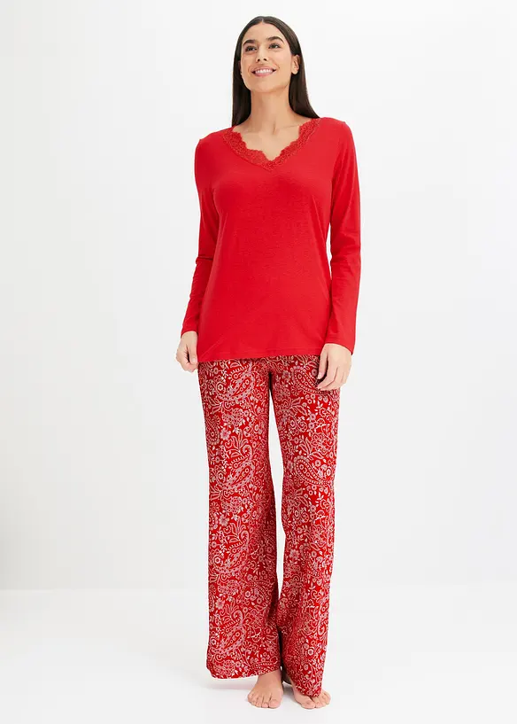 Pyjama met wijde pijpen en viscose, bonprix