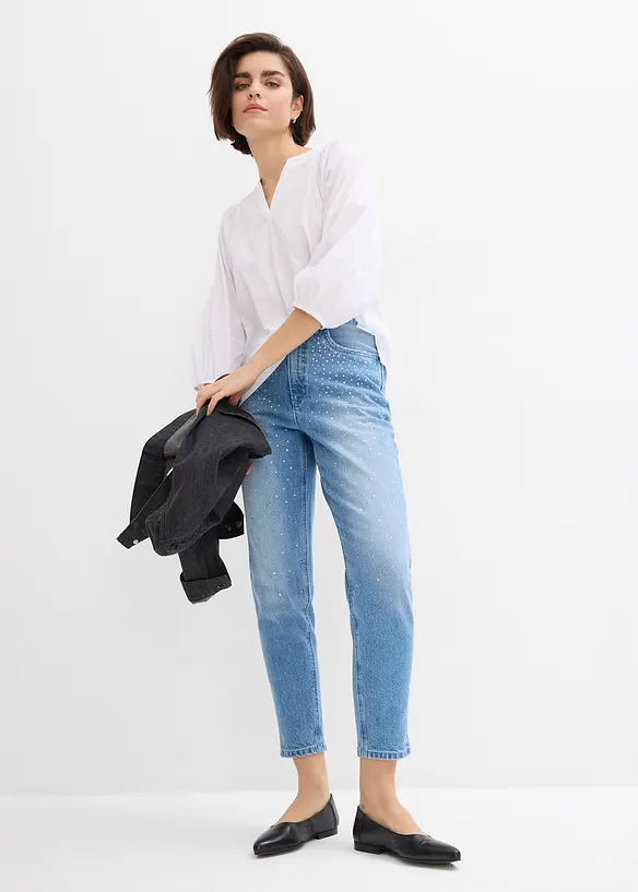 High waist Mom jeans, cropped, bonprix