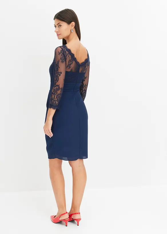 Mini jurk met kant, bonprix