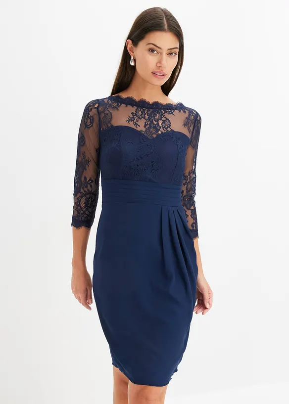 Mini jurk met kant, bonprix