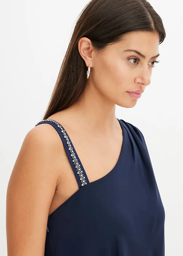 One-shoulder jumpsuit met band en strasversiering, bonprix
