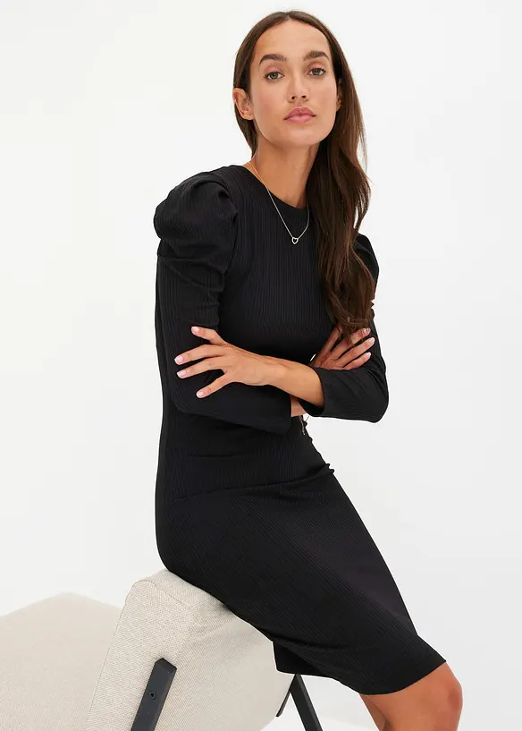 Geribde jurk van jersey, bonprix