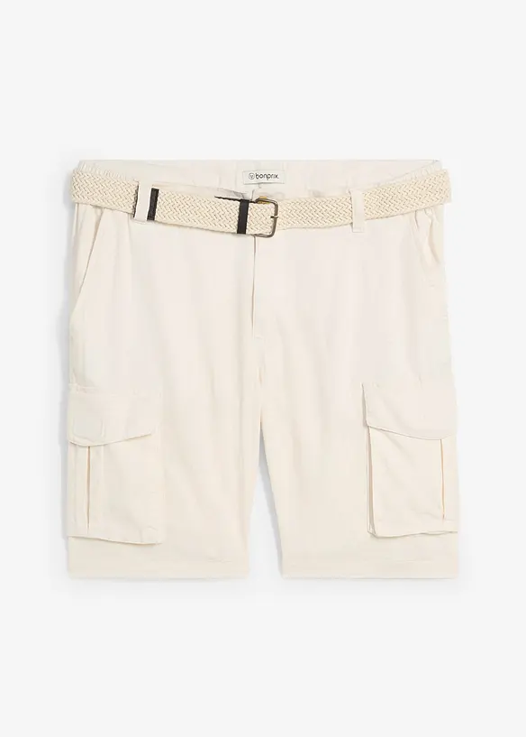 Cargo bermuda met linnen en riem, regular fit, bonprix