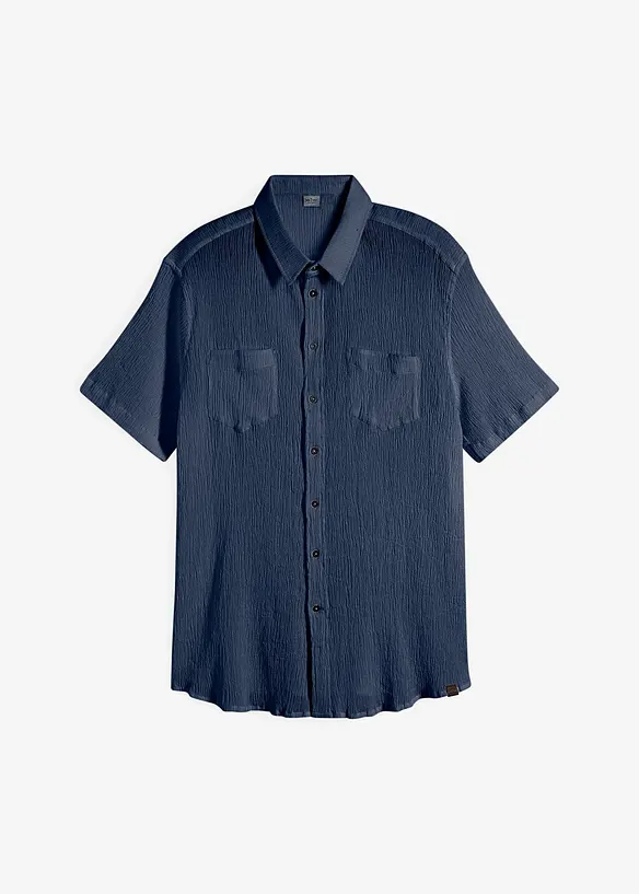 Overhemd van katoen in crinkle look met korte mouwen, bonprix