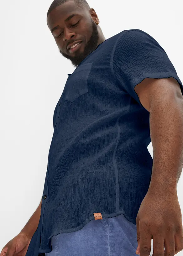Overhemd van katoen in crinkle look met korte mouwen, bonprix
