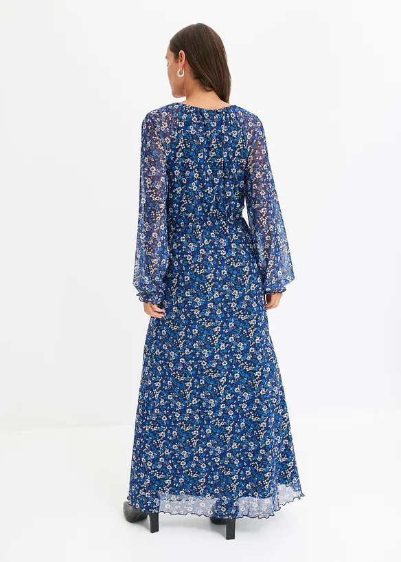 Gebloemde maxi jurk van mesh, bonprix