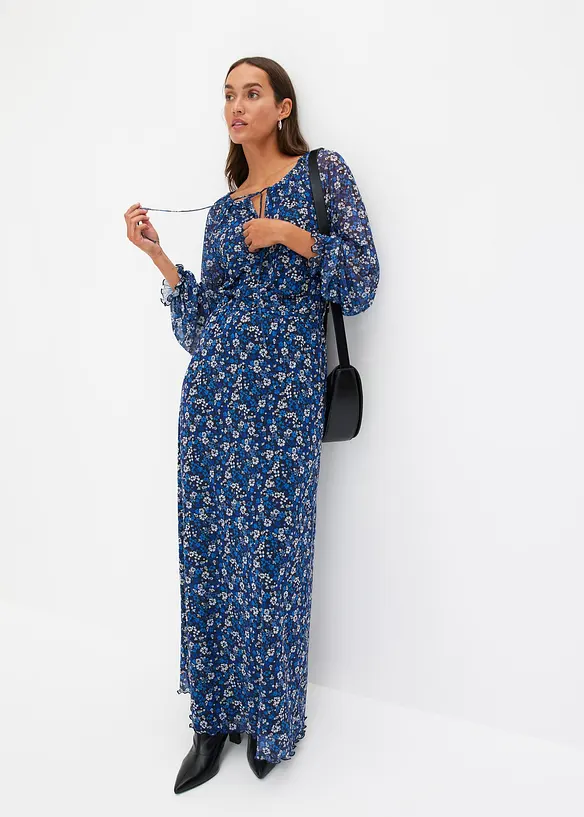Gebloemde maxi jurk van mesh, bonprix
