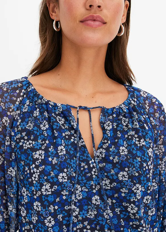 Gebloemde maxi jurk van mesh, bonprix