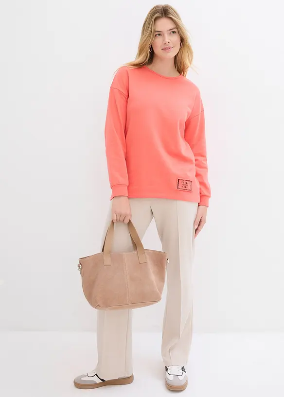 Longsleeve van katoenmix met high-low zoom, bonprix