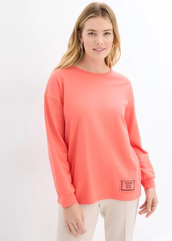 Longsleeve van katoenmix met high-low zoom, bonprix