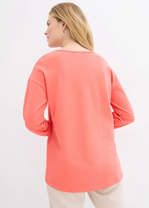 Longsleeve van katoenmix met high-low zoom, bonprix