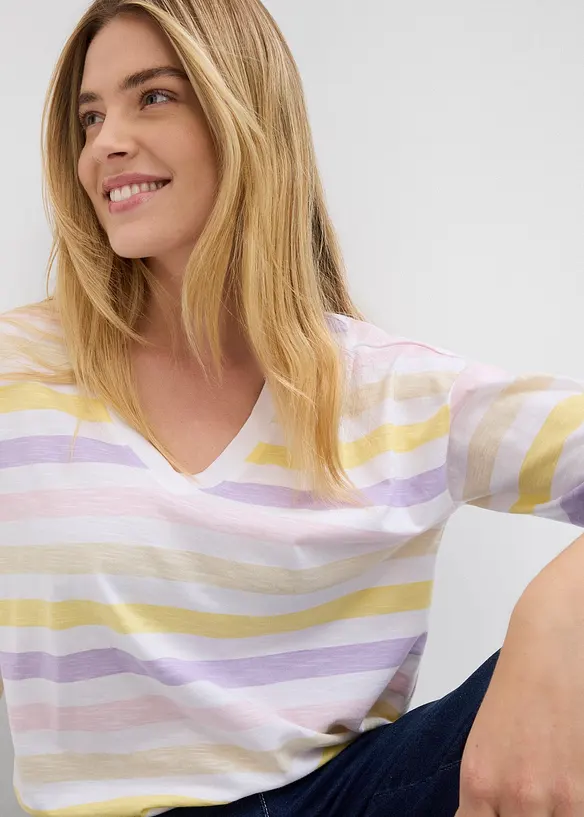 Slub shirt van biologisch katoen, 3/4 mouwen, bonprix