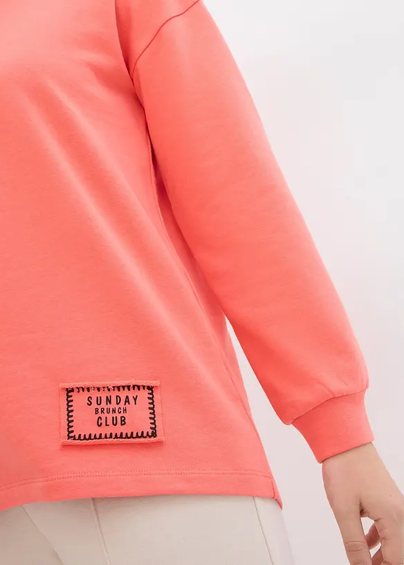 Longsleeve van katoenmix met high-low zoom, bonprix