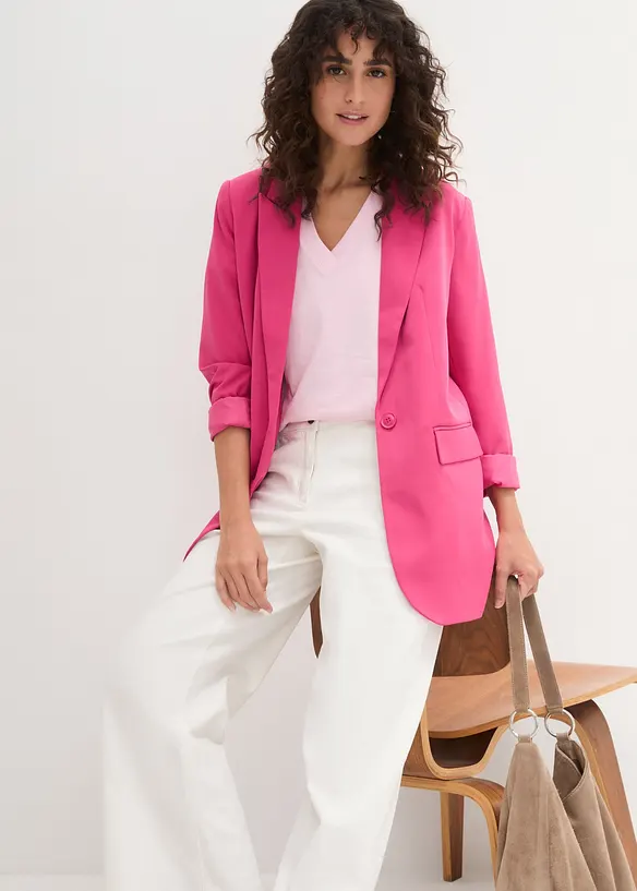 Wijd longshirt met V-hals, korte mouw  (set van 5), bonprix