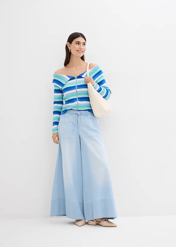 Wide leg jeans, mid waist, comfortabele tailleband, bonprix