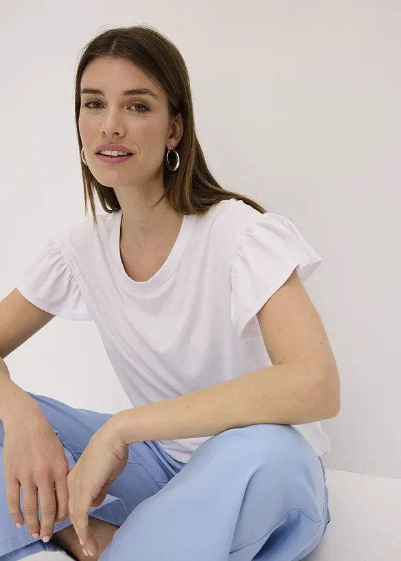 Shirt met volants op de mouwen, bonprix