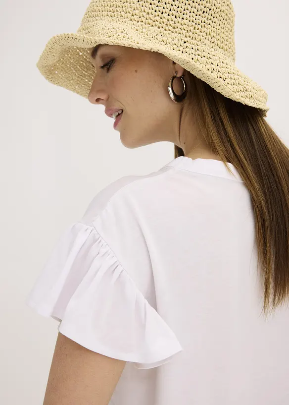 Shirt met volants op de mouwen, bonprix