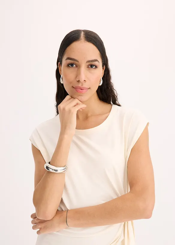 Jerseyjurk van elastische katoenmix met knopen, bonprix