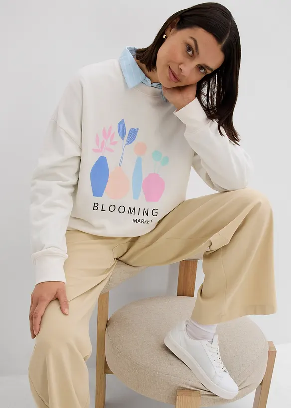 Oversized longsleeve van katoenmix, bonprix