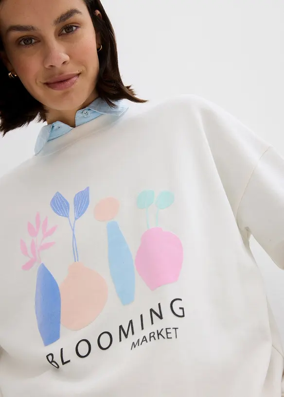 Oversized longsleeve van katoenmix, bonprix