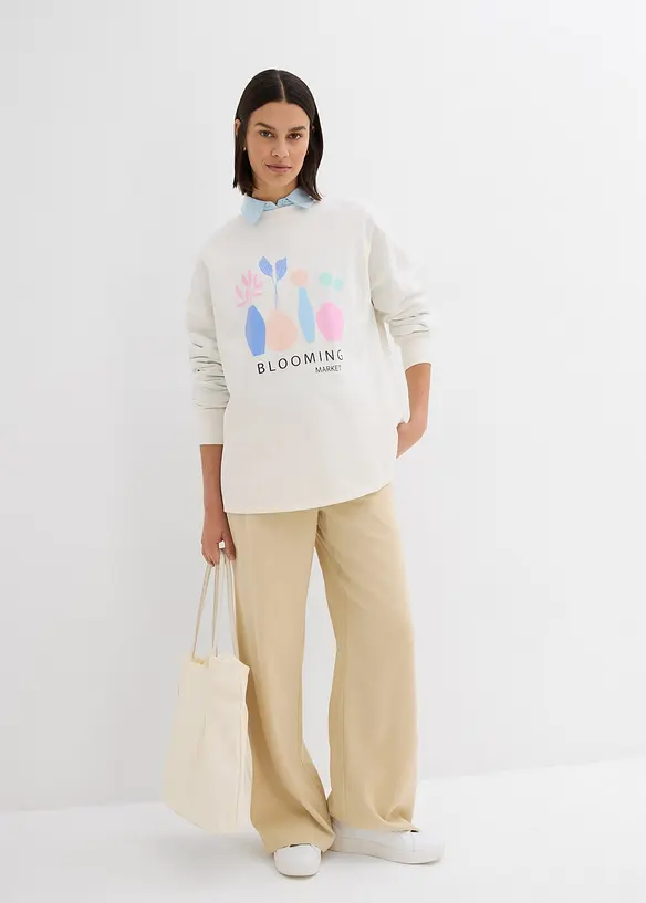 Oversized longsleeve van katoenmix, bonprix