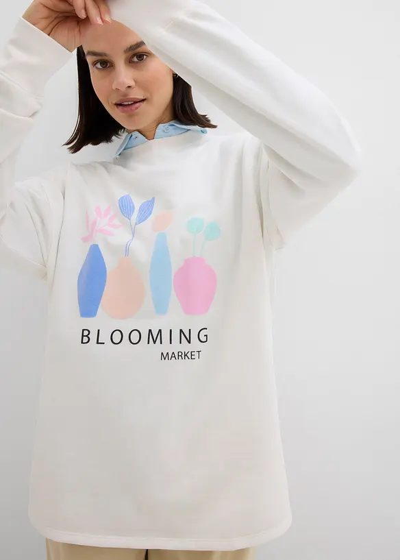 Oversized longsleeve van katoenmix, bonprix
