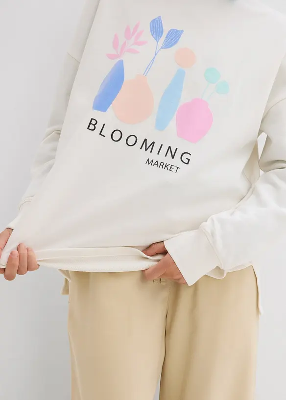 Oversized longsleeve van katoenmix, bonprix
