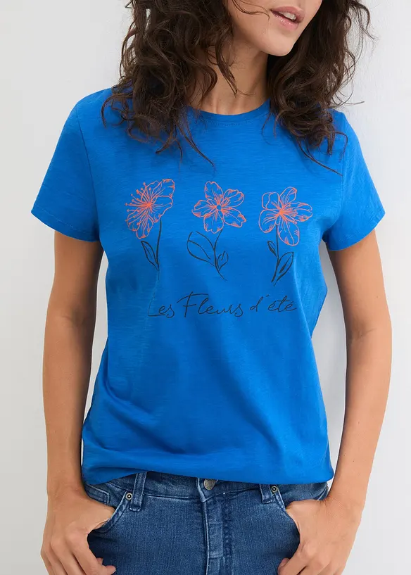 Basic T-shirt met print (set van 2), bonprix