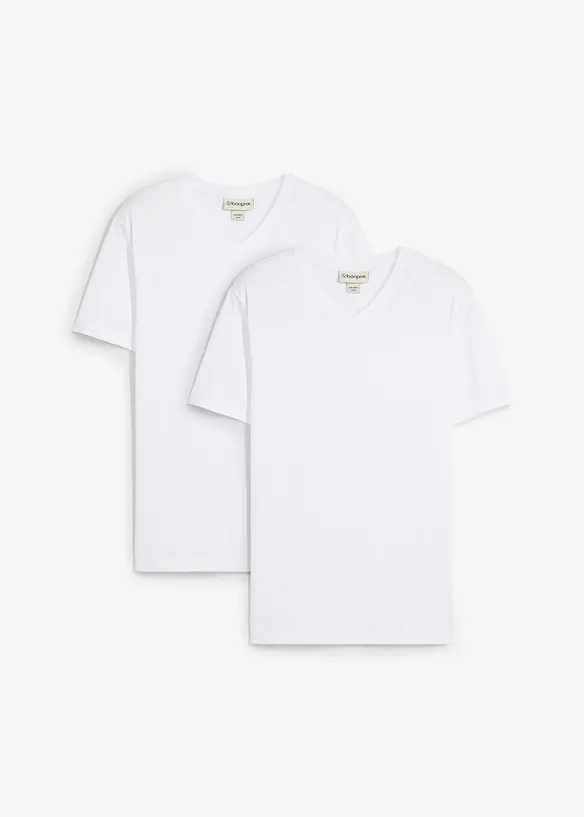 T-shirt ( set van 2) van puur biologisch katoen, slim fit, bonprix