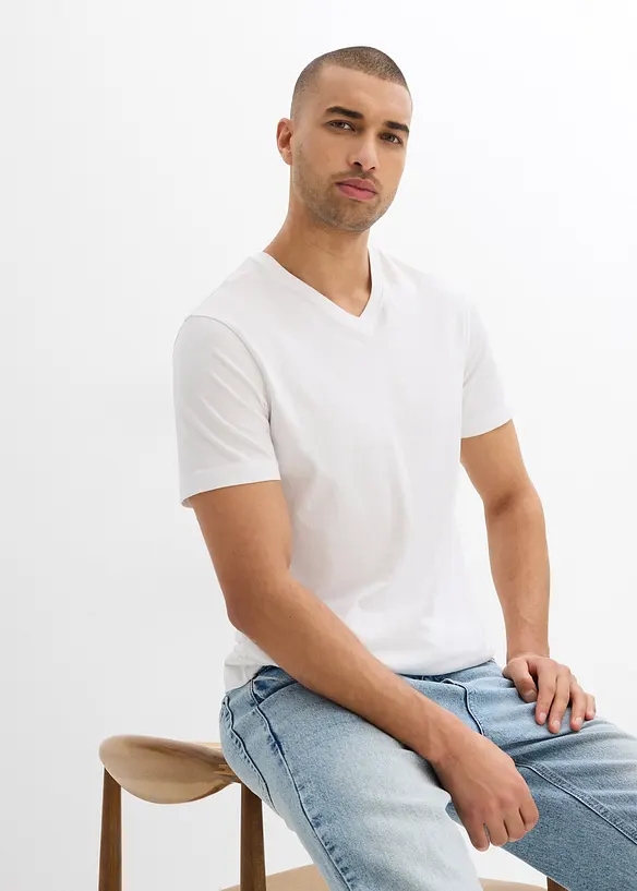 T-shirt ( set van 2) van puur biologisch katoen, slim fit, bonprix